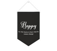 Yelolyio Bandiera da parete in tela con citazione ispiratrice Happy He Who Learns to Bear What He Cannot Change Wall Art Hanging Banner Home Office Decor 25 x 38 cm tela banner regali di inaugurazione