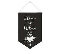 Yelolyio Bandiera da parete in tela con citazione ispiratrice Home Is Where The Heart Is Wall Art Hanging Banner Home Office Decor 25 x 38 cm tela banner regali di inaugurazione della casa