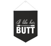 Yelolyio Bandiera da parete in tela con citazione ispiratrice I Like His Beard, I Like Her Butt Wall Art Hanging Banner Home Office Decor 30,5 x 40,6 cm Banner su tela Regali di inaugurazione della