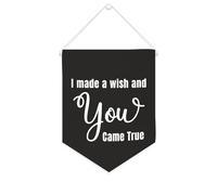 Yelolyio Bandiera da parete in tela con citazione ispiratrice I Made A Wish And You Came True Wall Art Hanging Banner Home Office Decor 25,4 x 30,5 cm Banner in tela Regali di inaugurazione della casa