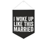 Yelolyio Bandiera da parete in tela con citazione ispiratrice I Woke Up Like This Married, decorazione da parete per casa e ufficio, 30,5 x 40,6 cm, regalo per inaugurazione della casa