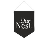 Yelolyio Bandiera da parete in tela con citazione ispiratrice Il nostro nido da appendere striscione per casa ufficio decorazione 25,4 x 30,5 cm tela banner regali di inaugurazione della casa