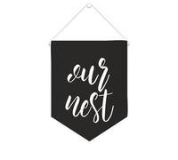 Yelolyio Bandiera da parete in tela con citazione ispiratrice Il nostro nido da appendere striscione per casa ufficio decorazione 25,4 x 30,5 cm tela banner regali di inaugurazione della casa