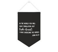 Yelolyio Bandiera da parete in tela con citazione ispiratrice in The World You Will Have Tribulation. But Take Heart Wall Art Hanging Banner Home Office Decor 25 x 38 cm tela banner regali di