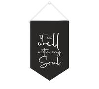 Yelolyio Bandiera da parete in tela con citazione ispiratrice It Is Well with My Soul Wall Art Hanging Banner Home Office Decor 25 x 38 cm tela banner regali di inaugurazione della casa
