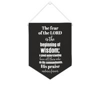 Yelolyio Bandiera da parete in tela con citazione ispiratrice La paura del Signore è l'inizio della saggezza, decorazione da parete per casa e ufficio, 25,4 x 30,5 cm, striscione in tela regalo per