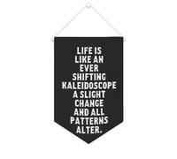 Yelolyio Bandiera da parete in tela con citazione ispiratrice La vita è come un caleidoscopio in continua evoluzione, decorazione per casa e ufficio, 25 x 38 cm, striscione in tela regalo per