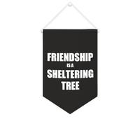 Yelolyio Bandiera da parete in tela con citazione ispiratrice L'amicizia è un rifugio albero Wall Art Hanging Banner Home Office Decor 25 x 38 cm tela banner regali di inaugurazione della casa