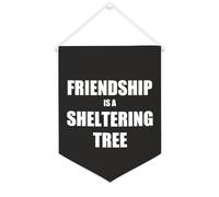 Yelolyio Bandiera da parete in tela con citazione ispiratrice L'amicizia è un rifugio albero Wall Art Hanging Banner Home Office Decor 30,5 x 40,6 cm banner in tela regali di inaugurazione della casa