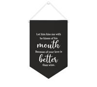 Yelolyio Bandiera da parete in tela con citazione ispiratrice Let Him Kiss Me with The Kisses of His Mouth Wall Art Hanging Banner Home Office Decor 25 x 38 cm tela banner regali di inaugurazione
