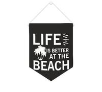 Yelolyio Bandiera da parete in tela con citazione ispiratrice Life Is Better at The Beach Wall Art Hanging Banner Home Office Decor 25,4 x 30,5 cm Banner in tela Regali di inaugurazione della casa
