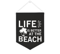 Yelolyio Bandiera da parete in tela con citazione ispiratrice Life Is Better at The Beach Wall Art Hanging Banner Home Office Decor 30,5 x 40,6 cm banner in tela regali di inaugurazione della casa