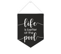 Yelolyio Bandiera da parete in tela con citazione ispiratrice Life Is Better at The Pool Wall Art Hanging Banner Home Office Decor 25,4 x 30,5 cm Banner su tela Regali di inaugurazione della casa