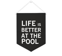 Yelolyio Bandiera da parete in tela con citazione ispiratrice Life Is Better at The Pool Wall Art Hanging Banner Home Office Decor 30,5 x 40,6 cm Banner in tela Regali di inaugurazione della casa
