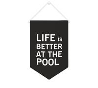 Yelolyio Bandiera da parete in tela con citazione ispiratrice Life Is Better at The Pool Wall Art Hanging Banner Home Office Decor 25 x 38 cm tela banner regali di inaugurazione della casa
