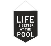 Yelolyio Bandiera da parete in tela con citazione ispiratrice Life Is Better At The Pool Wall Art Hanging Banner Home Office Decor 30,5 x 40,6 cm Banner in tela Regali di inaugurazione della casa