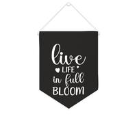 Yelolyio Bandiera da parete in tela con citazione ispiratrice Live Life In Full Bloom Wall Art Hanging Banner Home Office Decor 25,4 x 30,5 cm Banner in tela Regali di inaugurazione della casa