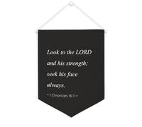 Yelolyio Bandiera da parete in tela con citazione ispiratrice Look to The Lord And His Strength; Seek His Face Always Wall Art Hanging Banner Home Office Decor 30,5 x 40,6 cm tela banner regali di