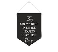 Yelolyio Bandiera da parete in tela con citazione ispiratrice Love Grows Best in Little Houses Just Like This Wall Art Hanging Banner Home Office Decor 25,4 x 30,5 cm tela banner regali di