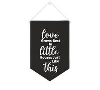 Yelolyio Bandiera da parete in tela con citazione ispiratrice Love Grows Best In Little Houses Just Like This Wall Art Hanging Banner Home Office Decor 25 x 38 cm Tela Banner Regali di inaugurazione