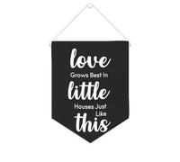Yelolyio Bandiera da parete in tela con citazione ispiratrice Love Grows Best In Little Houses Like This Wall Art Hanging Banner Home Office Decor 25,4 x 30,5 cm Banner in tela Regali di inaugurazione
