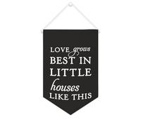Yelolyio Bandiera da parete in tela con citazione ispiratrice Love Grows Best In Little Houses Like This Wall Art Hanging Banner Home Office Decor 25 x 38 cm Tela Banner Regali di inaugurazione della