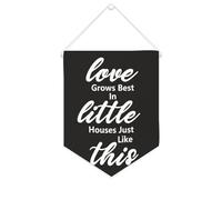 Yelolyio Bandiera da parete in tela con citazione ispiratrice Love Grows Best In Little Houses Like This Wall Art Hanging Banner Home Office Decor 25,4 x 30,5 cm Banner in tela Regali di inaugurazione
