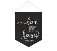 Yelolyio Bandiera da parete in tela con citazione ispiratrice Love Grows Best In Little Houses Like This Wall Art Hanging Banner Home Office Decor 30,5 x 40,6 cm Banner in tela Regali di inaugurazione