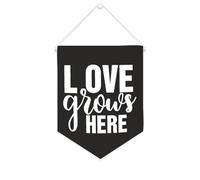 Yelolyio Bandiera da parete in tela con citazione ispiratrice Love Grows Here, decorazione per casa e ufficio, 25,4 x 30,5 cm, regali di inaugurazione della casa