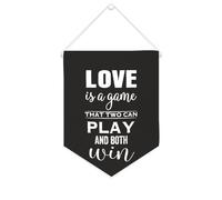 Yelolyio Bandiera da parete in tela con citazione ispiratrice Love Is A Game That Two Can Play And Both Win, striscione da appendere per casa e ufficio, 25,4 x 30,5 cm, regalo per l'inaugurazione