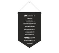 Yelolyio Bandiera da parete in tela con citazione ispiratrice Love Is An Act of Endless Forgiveness A Tender Look Wall Art Hanging Banner Home Office Decor 25 x 38 cm Tela Banner Regali di