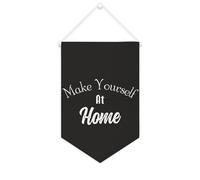 Yelolyio Bandiera da parete in tela con citazione ispiratrice Make Yourself At Home Wall Art Hanging Banner Home Office Decor 25 x 38 cm Tela Banner Regali di inaugurazione della casa