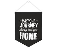 Yelolyio Bandiera da parete in tela con citazione ispiratrice May Your Journey Always Lead You Home Wall Art Hanging Banner Home Home Decorazione per ufficio 30,5 x 40,6 cm Banner in tela Regali di