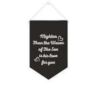 Yelolyio Bandiera da parete in tela con citazione ispiratrice Mightier Than The Waves of The Sea Is His Love for You, decorazione da parete per casa e ufficio, 25 x 38 cm, striscione in tela regalo
