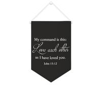 Yelolyio Bandiera da parete in tela con citazione ispiratrice My Command Is This Love Each Other As I Have Loved You, decorazione da parete per casa e ufficio, 25 x 38 cm, striscione in tela regalo