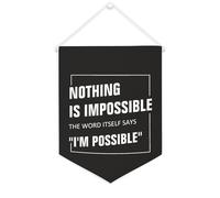 Yelolyio Bandiera da parete in tela con citazione ispiratrice "Nothing Is Impossible The Word Itself Says I'm Possible", decorazione da parete per casa e ufficio, 30,5 x 40,6 cm, idea regalo per
