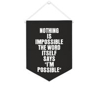 Yelolyio Bandiera da parete in tela con citazione ispiratrice "Nothing Is Impossible The Word Itself Says I'm Possible", decorazione da parete per casa e ufficio, 30,5 x 40,6 cm, idea regalo per