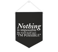 Yelolyio Bandiera da parete in tela con citazione ispiratrice "Nothing Is Impossible The Word Itself Says I'm Possible", decorazione da parete per casa e ufficio, 30,5 x 40,6 cm, idea regalo per