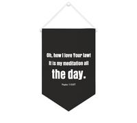 Yelolyio Bandiera da parete in tela con citazione ispiratrice Oh,how I Love Your Law! It Is My Meditation All The Day Wall Art Hanging Banner Home Office Decor 25 x 38 cm Tela Banner Regali di