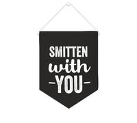 Yelolyio Bandiera da parete in tela con citazione ispiratrice Smitten with You Wall Art Hanging Banner Home Office Decor 25,4 x 30,5 cm Banner in tela Regali di inaugurazione della casa