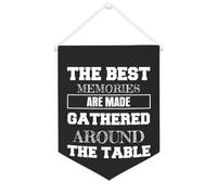 Yelolyio Bandiera da parete in tela con citazione ispiratrice The Best Memories Are Made Gathered Around The Table Wall Art Hanging Banner Home Office Decor 30,5 x 40,6 cm Banner su tela Regali di