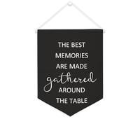 Yelolyio Bandiera da parete in tela con citazione ispiratrice The Best Memories Are Made Gathered Around The Table Wall Art Hanging Banner Home Office Decor 30,5 x 40,6 cm Banner su tela Regali di