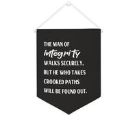 Yelolyio Bandiera da parete in tela con citazione ispiratrice The Man of Integrity Walks Securely Wall Art Hanging Banner Home Office Decor 30,5 x 40,6 cm Banner in tela Regali di inaugurazione della