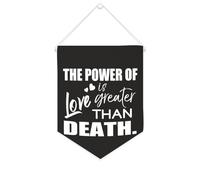 Yelolyio Bandiera da parete in tela con citazione ispiratrice The Power of Love Is Greater Than Death, decorazione da parete per casa e ufficio, 25,4 x 30,5 cm, regalo di inaugurazione della casa
