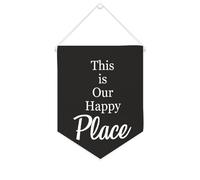 Yelolyio Bandiera da parete in tela con citazione ispiratrice This Is Our Happy Place, decorazione da parete per casa e ufficio, 25,4 x 30,5 cm, regalo di inaugurazione della casa
