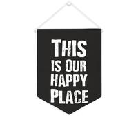Yelolyio Bandiera da parete in tela con citazione ispiratrice This Is Our Happy Place, decorazione da parete per casa e ufficio, 30,5 x 40,6 cm, regalo di inaugurazione della casa