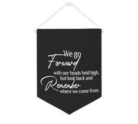 Yelolyio Bandiera da parete in tela con citazione ispiratrice We Go Forward with Our Heads Held High Wall Art Hanging Banner Home Office Decor 30,5 x 40,6 cm banner in tela regali di inaugurazione