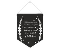 Yelolyio Bandiera da parete in tela con citazione ispiratrice We Have Two Ears and One Tongue Wall Art Hanging Banner Home Office Decor 25,4 x 30,5 cm Banner in tela Regali di inaugurazione della casa