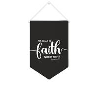Yelolyio Bandiera da parete in tela con citazione ispiratrice We Walk by Faith Not by Sight Corinthians 5: 7, decorazione da parete per casa e ufficio, 25,4 x 38,1 cm, striscione in tela per