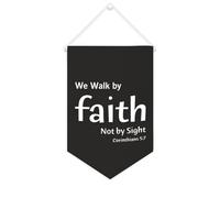 Yelolyio Bandiera da parete in tela con citazione ispiratrice We Walk by Faith Not by Sight Corinthians 5:7 Wall Art Hanging Banner Home Office Decor 25 x 38 cm Tela Banner Regali di inaugurazione